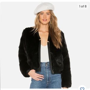 J BRAND ASHBEY FAUX FUR BOMBER JACKET